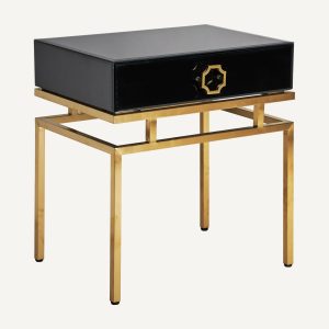 Mesita de noche Grabner estilo art deco en color negro y oro