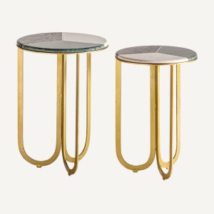 Mesa auxiliar J/2 Bourth de estilo art deco en color verde y oro