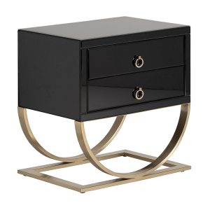 Mesita de noche Grabner estilo art deco en color negro y oro