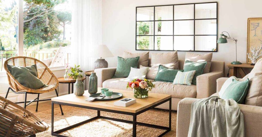 Salón veraniego con decoración