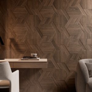 Revestimiento de cerámica imitación de madera.